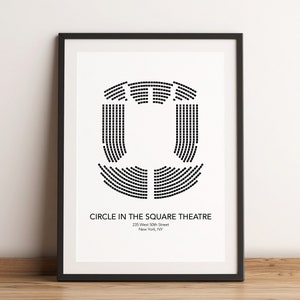 Póster con impresión artística del mapa de asientos de Broadway del teatro Circle in the Square