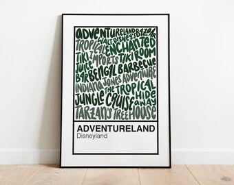 Adventureland Disneyland l Handlettered Color Swatch Art Print Poster