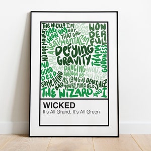 Wicked Broadway Musical Handlettered Color Swatch Art Print Poster