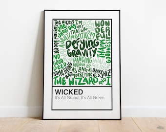 Wicked Broadway Musical Handlettered Color Swatch Art Print Poster