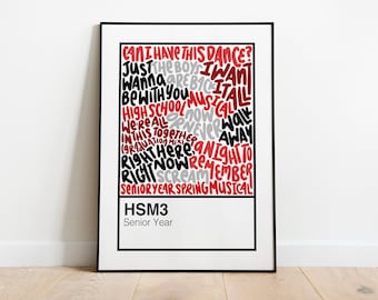 High School Musical 3 DCOM Handlettered Color Swatch Art Print Poster