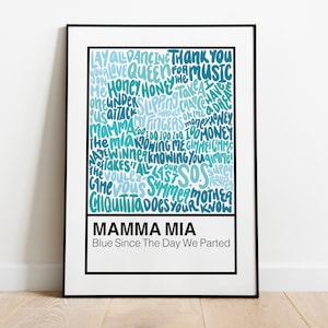 Mamma Mia Broadway Musical Handlettered Color Swatch Art Print Poster