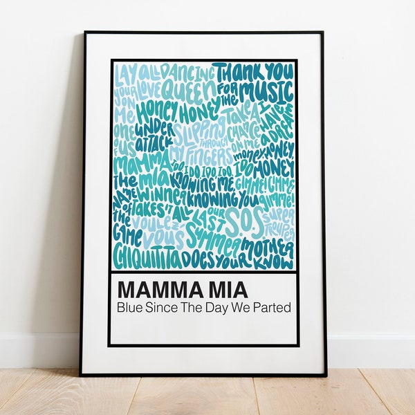 Poster impression d'art de l'échantillon de couleur avec inscriptions musicales de Broadway Mamma Mia