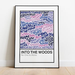 Into The Woods Broadway Musical Handlettered Color Swatch Art Print Poster