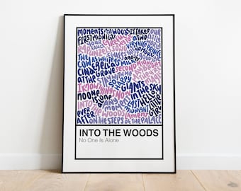 Into The Woods Broadway Musical Handlettered Color Swatch Art Print Poster