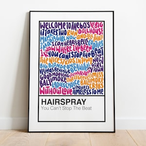 Hairspray Broadway Musical Handlettered Color Swatch Art Print Poster