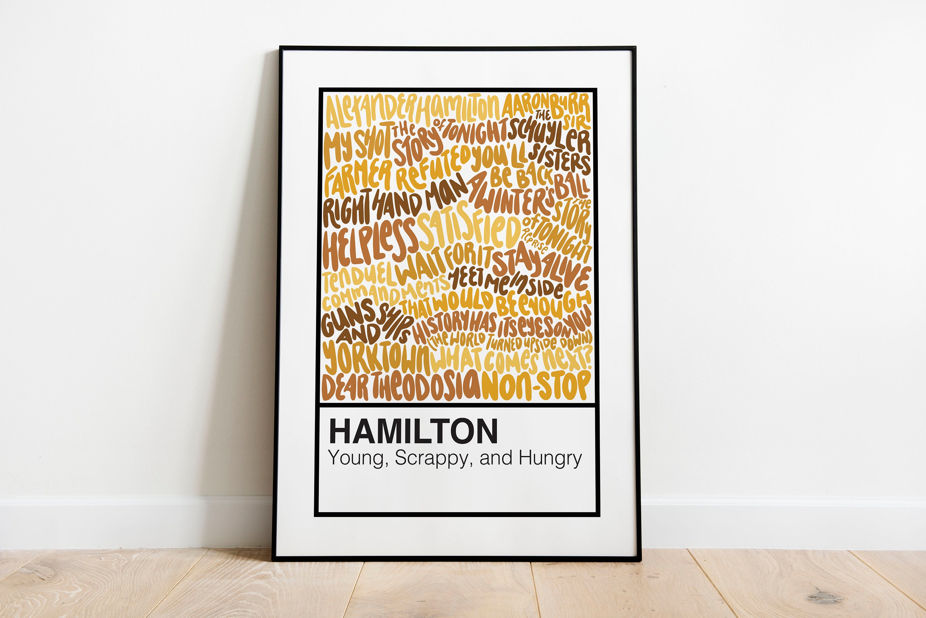 Hamilton Act 1 Broadway Musical Handlettered Color Swatch Art Print ...