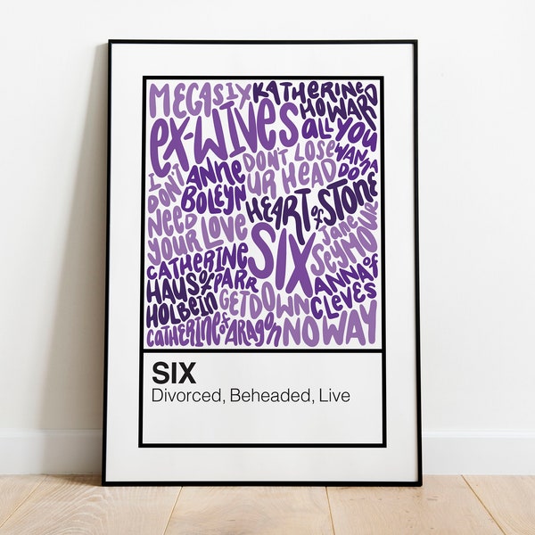 Six Broadway Musical Handlettered Color Swatch Art Print Poster