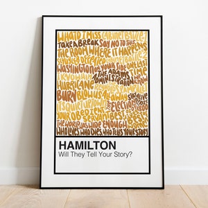 Hamilton Act 2 Broadway Musical Handlettered Color Swatch Art Print Poster