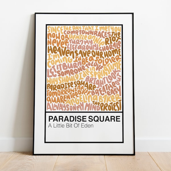 Paradise Square Broadway Musical Handlettered Color Swatch Art Print Poster