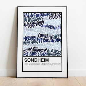 Stephen Sondheim Broadway Musical Handlettered Color Swatch Art Print Poster