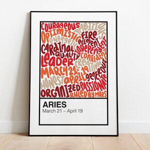 Aries Color Swatch Print | Zodiac Art Poster Postcard | Birthday Christmas Gift