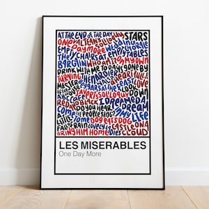Les Miserables Broadway Musical Handlettered Color Swatch Art Print Poster