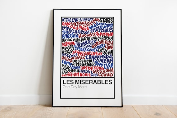 Les Miserables Broadway Musical Handlettered Color Swatch Art Print Poster