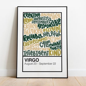 Virgo Color Swatch Print | Zodiac Art Poster Postcard | Birthday Christmas Gift