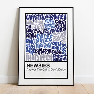 Newsies Broadway Musical Handlettered Color Swatch Art Print Poster