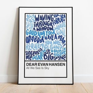 Dear Evan Hansen Broadway Musical Handlettered Color Swatch Art Print Poster
