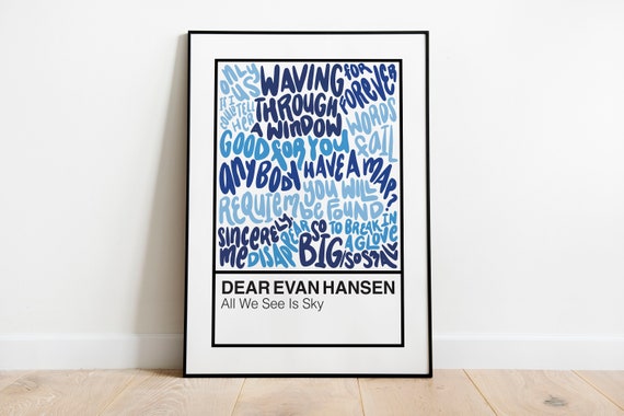 Dear Evan Hansen Broadway Musical Handlettered Color Swatch Art