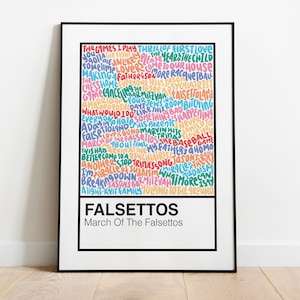 Falsettos Broadway Musical Handlettered Color Swatch Art Print Poster