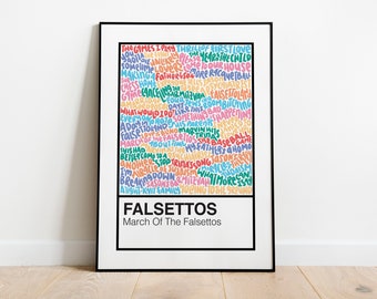 Falsettos Broadway Musical Handlettered Color Swatch Art Print Poster