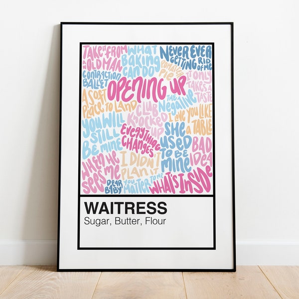 Waitress Broadway Musical Handlettered Color Swatch Art Print Poster