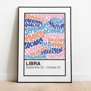 Libra Color Swatch Print | Zodiac Art Poster Postcard | Birthday Christmas Gift