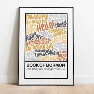 Book of Mormon Broadway Musical Handlettered Color Swatch Art Print Poster