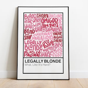 Legally Blonde Broadway Musical Handlettered Color Swatch Art Print Poster