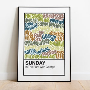 Sunday in the Park with George Broadway Musical Handlettered Color Swatch Art Print Poster