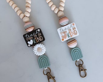 Be Kind Teacher Lanyard / Boho Work Badge Teacher Lanyard / Neutral Badge Holder