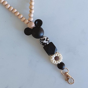 Boho Mickey Mouse Teacher Lanyard / Disney Work Badge Teacher Lanyard / Minnie Mickey Mouse Badge Holder