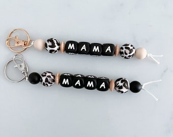 Leopard Print Custom name keychain accessory