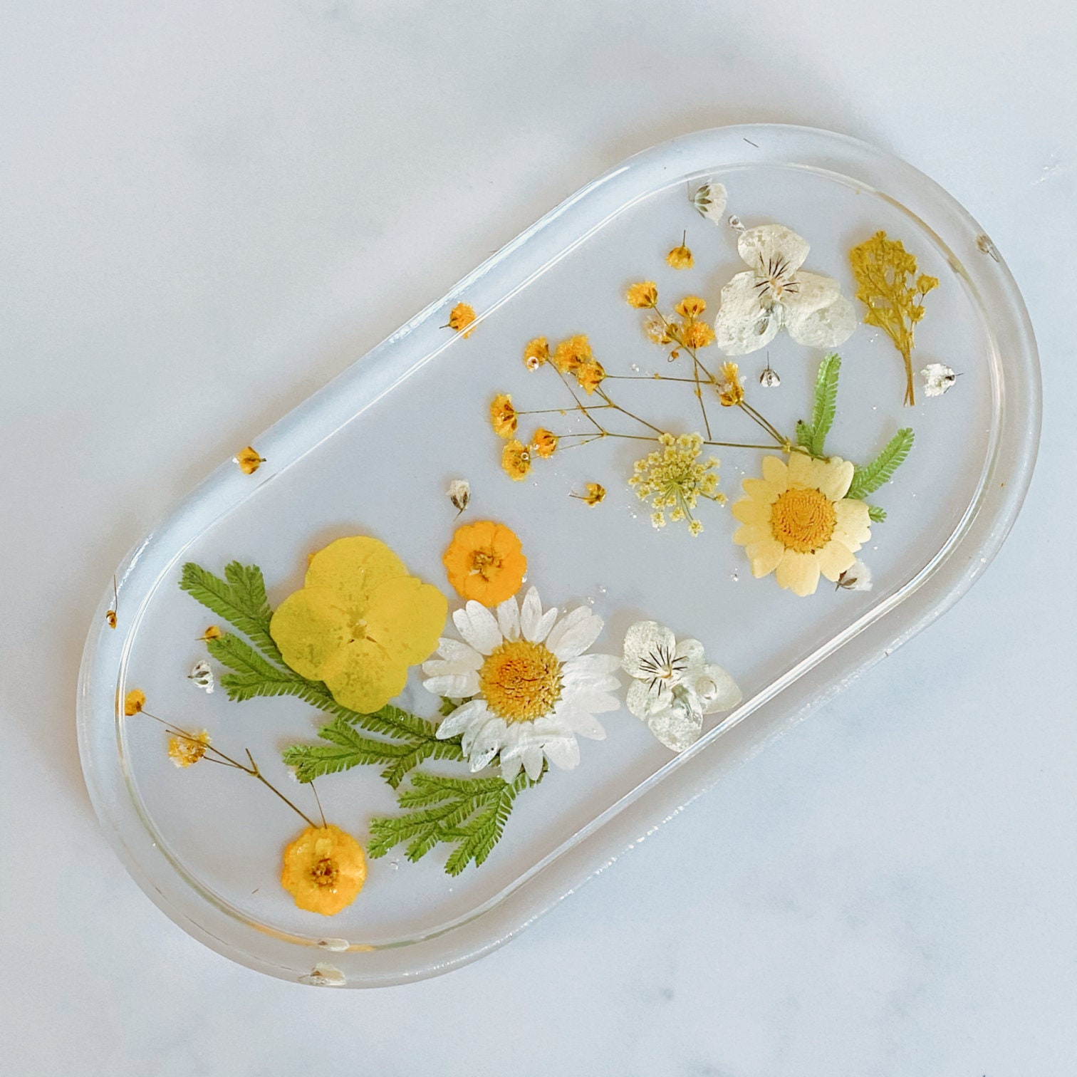 Resin Tray dish with dried flowers Etsy