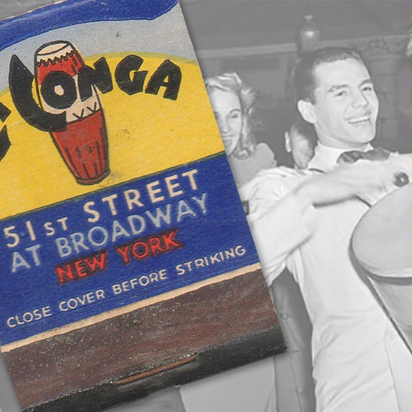 Vintage Matchbook, La Conga, Vintage Nightclub, Tobacciana, Phillumeny, Historic Places, New York, Americana, Desi Arnaz, Office Décor