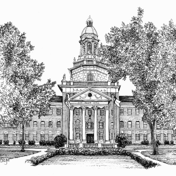 ART PRINT - Baylor University - Pat Neff Hall - Waco, TX - graduation / student / alumni / graduation **in stock**