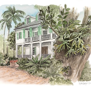 GICLEE PRINT - Audubon House and Tropical Gardens - Key West, Florida - Artist Museum, Historical Home