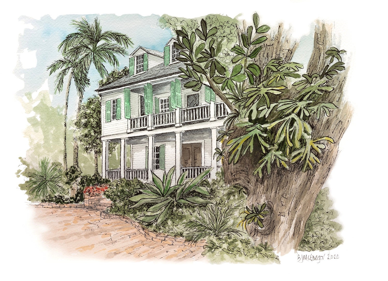 GICLEE PRINT Audubon House and Tropical Gardens Key West, Florida