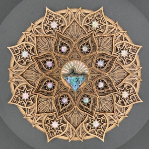 JGB Grateful Dead Cats Under the Stars Layered Mandala with Inlay - Oak and Birch
