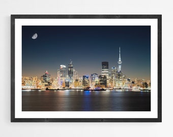 Auckland New Zealand Skyline Night Photography Print