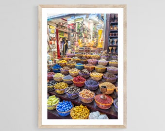 Boho Market Scene Print, Warm Earth Tone Travel Photography, Minimalist Cultural Decor