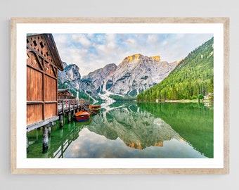 Braies Lake Photo Print: Dolomites Italian Landscape Fine Art