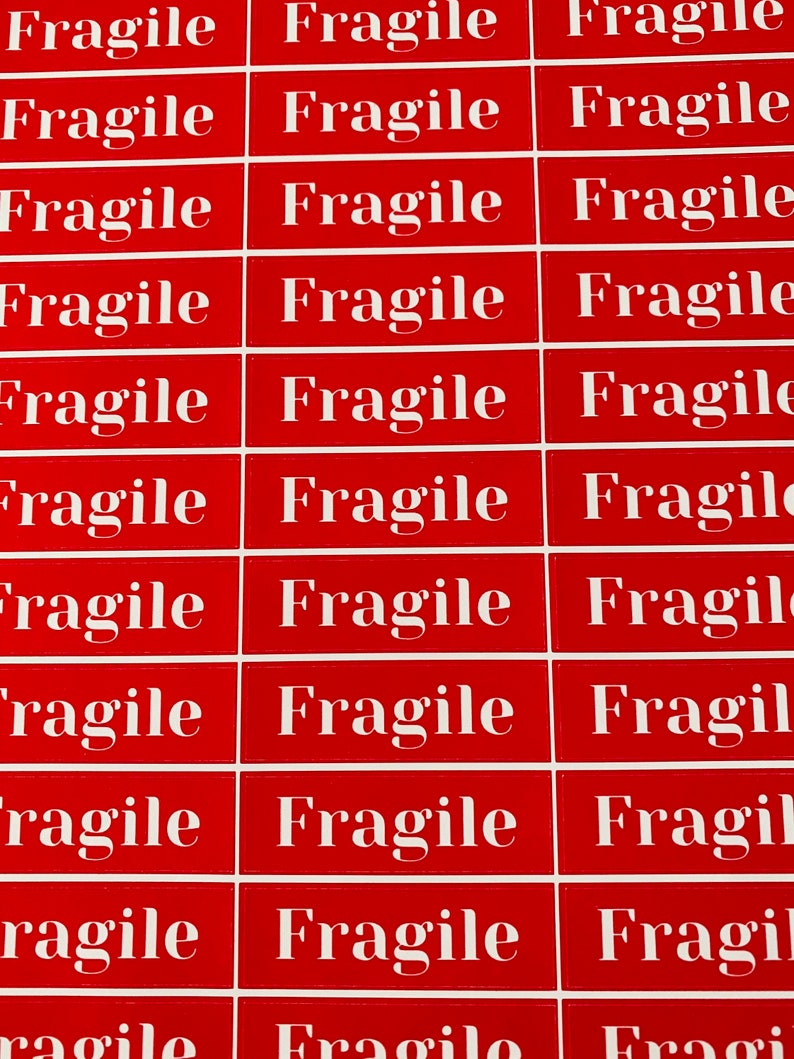 Red Fragile Stickers Fragile Sticker Sheet Small Business Etsy