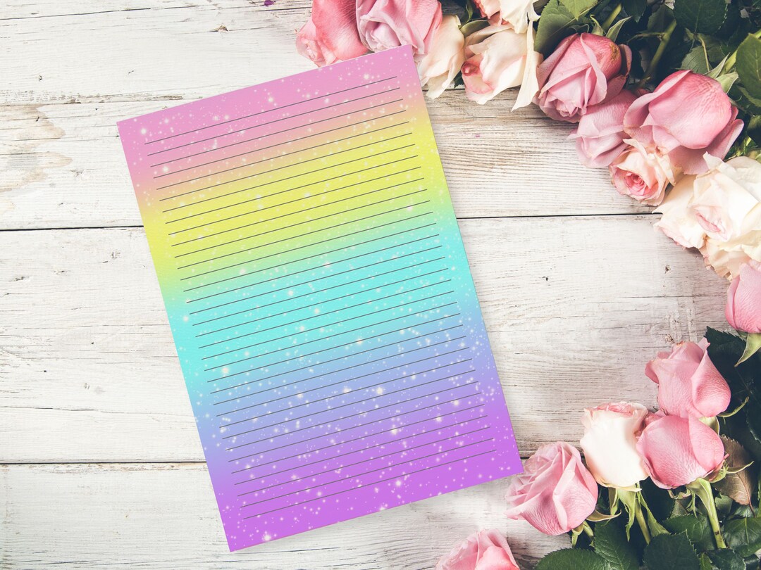 Rainbow Letter Writing Paper Memo Sheets Penpal Set Journal Etsy