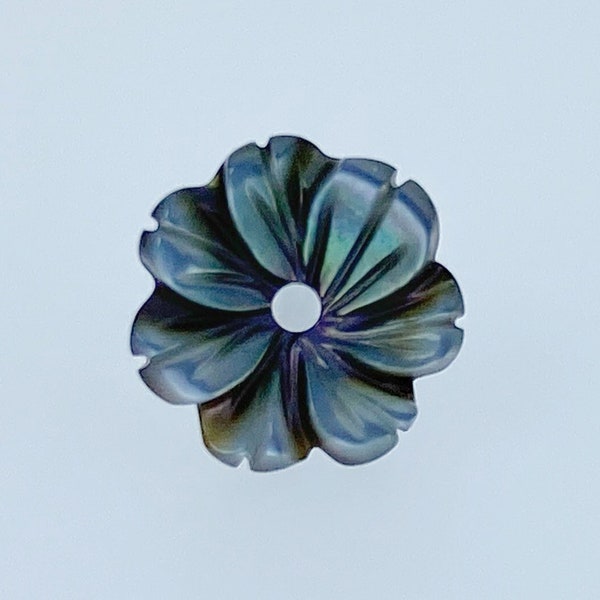 10pc Black Daisy Flower Beads Mother Of Pearl Charms 10mm Hand Carved Natural Organic For Earrings Jewelry Making Hawaiian Flower BM-0119