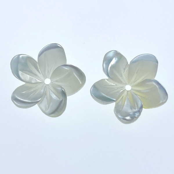 10pc Tropical 5 Petal Flower White Mother of Pearl Beads 10mm Hawaiian Minimalist Design For Earrings Jewelry Making WM-0034