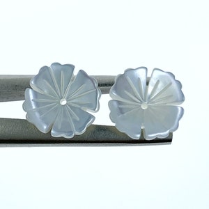 Flower Bowl Beads Natural White Mother of Pearl Hand Carved  4-petal Floral For DIY Bridal Jewelry Earring Making WM-0024-12