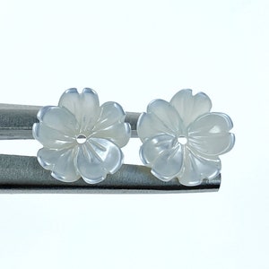 Flower Bowl Beads Natural White Mother of Pearl Hand Carved  5-petal Floral For DIY Bridal Jewelry Earring Making WM-0069-10