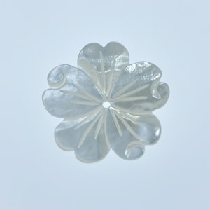 Sakura Flower Beads White Mother of Pearl Hand Carved Sea Shell Cherry Blossom Floral WM-0188-20