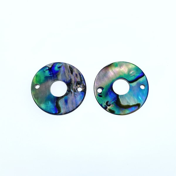 10pc Abalone Round Connector Beads 15mm Natural Abalone Shell Connecting Bead Charms Jewelry Earrings Making Hand Carved Pendants AB-0025