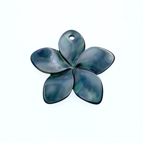 Plumeriabloem Hangers Zwart Parelmoer Handgesneden Schelp Bloem DIY Sieraden Oorbellen Maken Boho Ontwerp BM-0028-25